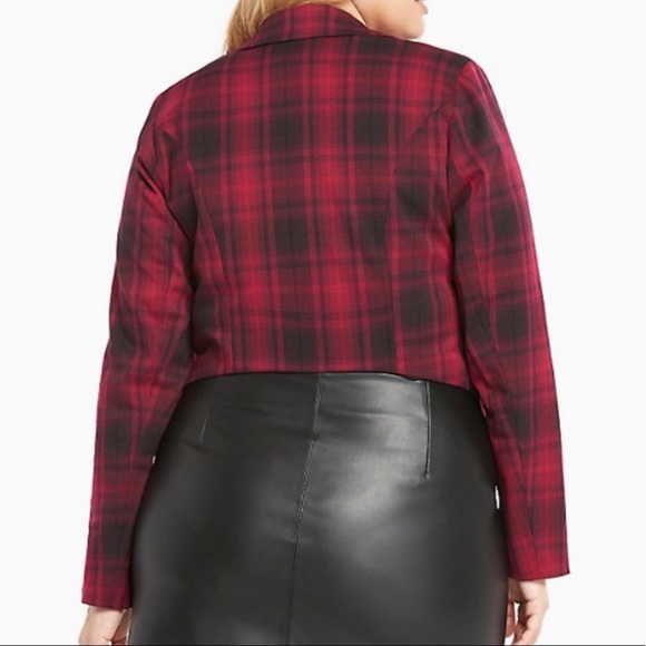 Plaid Cropped Hi-Lo Blazer - Picture 4 of 5